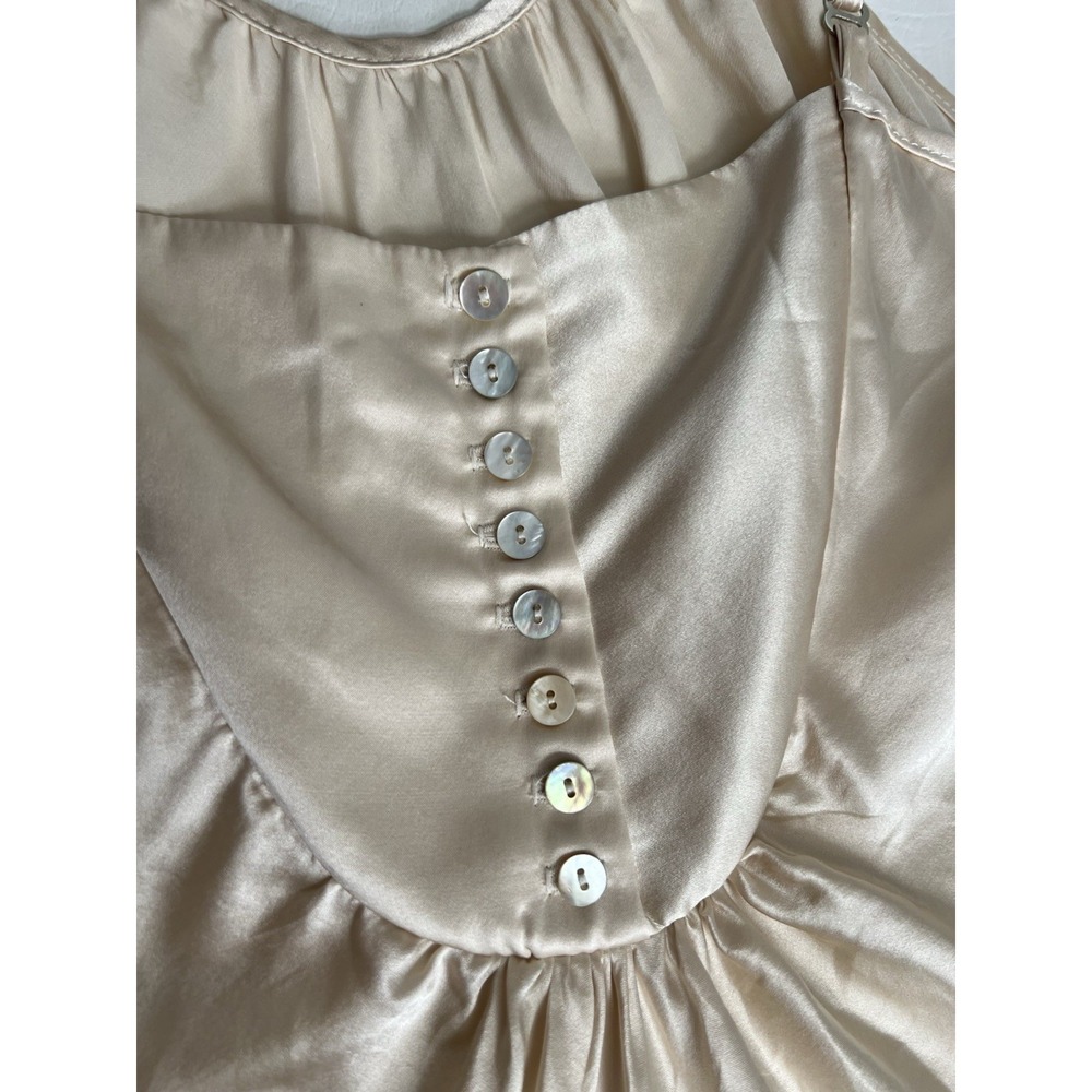 Jak & Rae Anthropologie 100% Silk Cami Top 8 Ivory Pearl Button Babydoll Slip - Picture 6 of 9